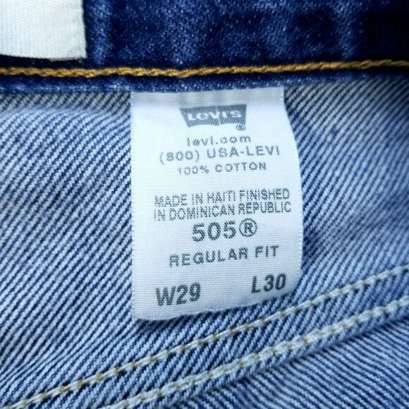 Levis Jeans Mens 29X30 Blue 505 Straight Regular Fit Dark Wash American Denim - Picture 9 of 11